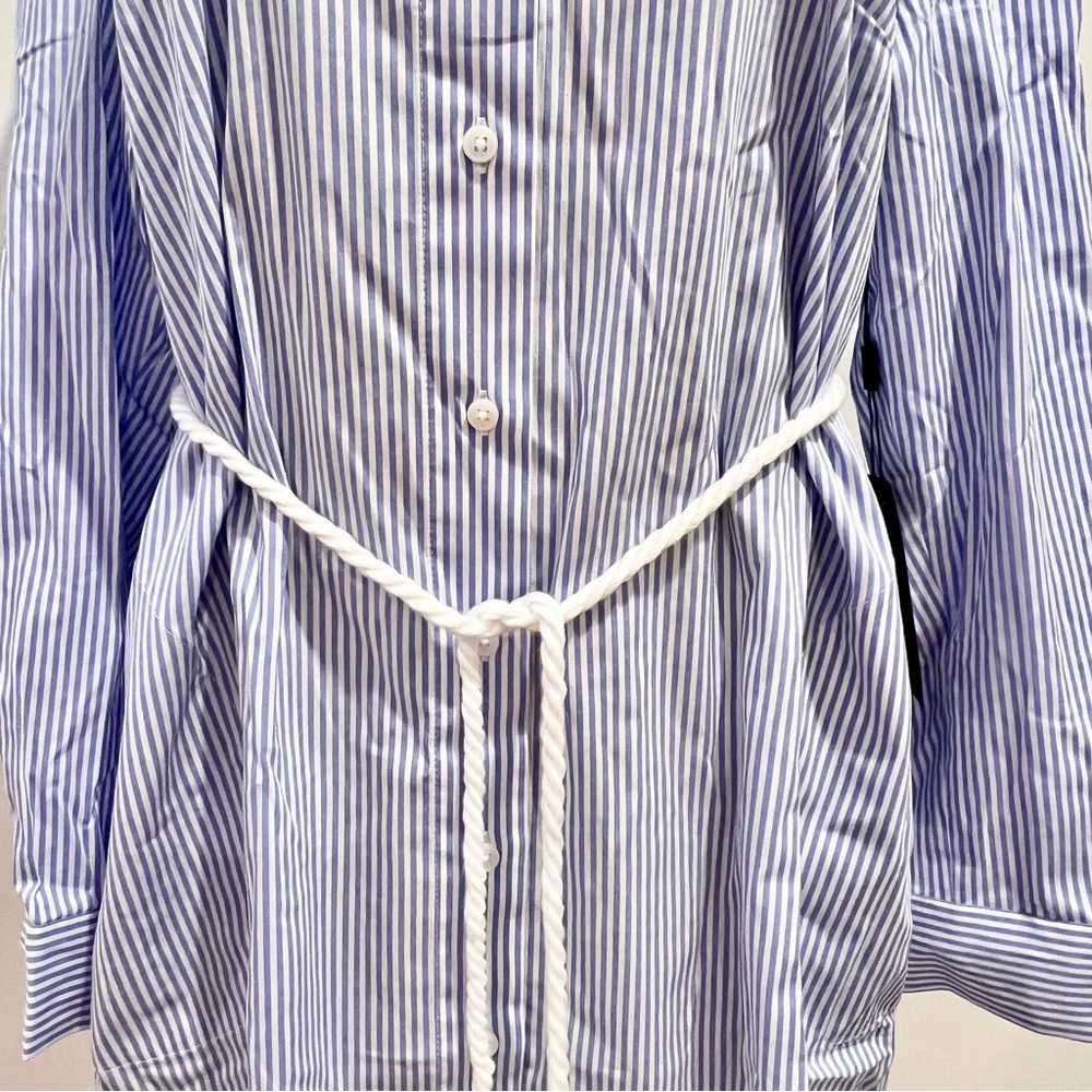 New 11 Honore Striped Amena Shirtdress Sz 16 Long Sleeve Midi Cotton Shirt Dress - Picture 3 of 8
